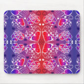 紫と赤のロマンお洒落ティックハートパターン マウスパッド (正面)