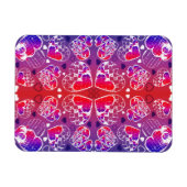 紫と赤のロマンお洒落ティックハートパターン マグネット (横)