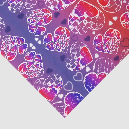 紫と赤のロマンお洒落ティックハートパターン 薄葉紙 (詳細)
