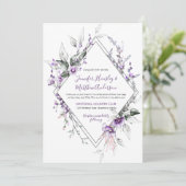 紫と赤面のダイヤモンド結婚フレーム | 招待状 (スタンド正面)