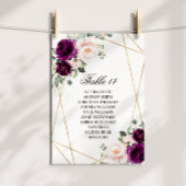 紫と赤面のバラ結婚のシーティングチャートカード 招待状