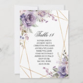 紫と赤面のバラ結婚のシーティングチャートカード 招待状 (裏面)