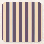 紫と赤面のピンクの線のストライプパターン スクエアペーパーコースター (正面)