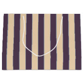 紫と赤面のピンクの線のストライプパターン ラージペーパーバッグ (正面)