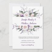 紫と赤面の水カラーフローラフレーム結婚ズ | 招待状 (正面)