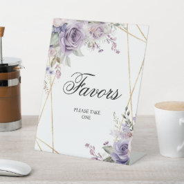 紫と赤面バラ花シャワー好意サイン 台座サイン