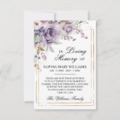 紫と赤面バラ花悔やみや弔慰メモリ サンキューカード (正面)