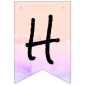 紫と赤面ピンクの水色ハッピーリタイア バンティングフラッグ (第1の旗)