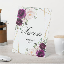 紫と赤面ピンクローズシャワーの好意サイン 台座サイン