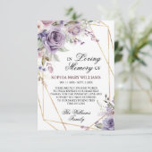 紫と赤面ピンクローズフラワーズ悔やみや弔慰メモリ サンキューカード (スタンド正面)