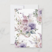 紫と赤面ピンクローズフラワーズ悔やみや弔慰メモリ サンキューカード (裏面)