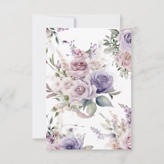 紫と赤面ピンクローズフラワーズ悔やみや弔慰メモリ サンキューカード (裏面)