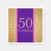 紫と輝き50と素晴らしい50誕生日 スタンダードカクテルナプキン (正面)