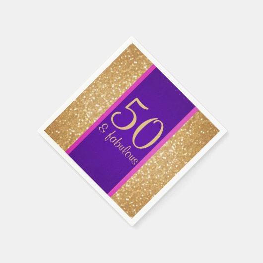 紫と輝き50と素晴らしい50誕生日 スタンダードカクテルナプキン (角)