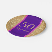 紫と輝き50と素晴らしい50誕生日 ペーパープレート (アングル)
