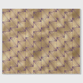 紫と金のアルデコパターン ラッピングペーパー (フラット)