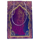 紫と金のモロッコのアラビアンベリーダンスパーティ ミディアムペーパーバッグ (正面)