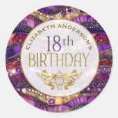 紫と金の宝石の層 18歳の誕生日 ラウンドシール (正面)