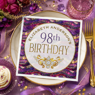 紫と金の宝石の層 98歳の誕生日 スタンダードランチョンナプキン