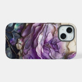 紫と金の巨大なバラ  iPhone 15ケース (裏面横)