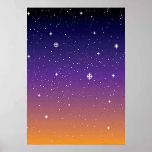 紫と金の星空の夕焼けの空 ポスター (正面)