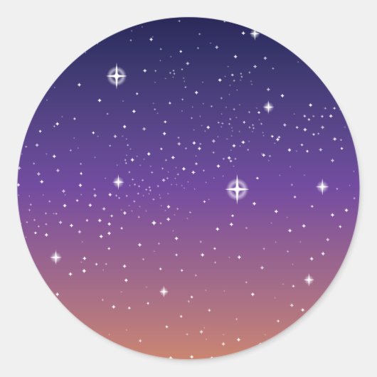 紫と金の星空の夕焼けの空 ラウンドシール (正面)