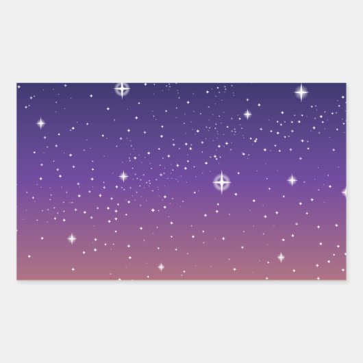 紫と金の星空の夕焼け空 長方形シール (正面)