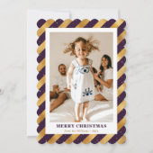 紫と金の箔の写真メリーモダンクリスマス シーズンカード (正面)