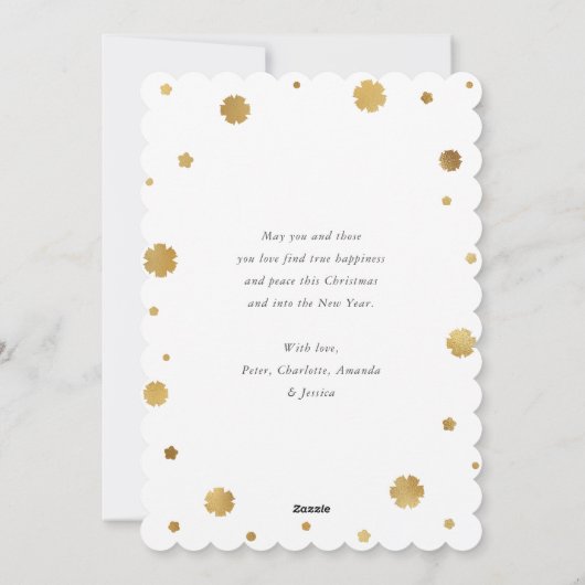 紫と金の箔の写真メリーモダンクリスマス シーズンカード (裏面)