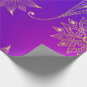 紫と金の箔アラビアのボリウッド ラッピングペーパー (角)
