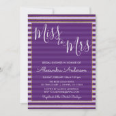 紫と金の箔恋しく思がミセス・ブライダルシャワー 招待状 (正面)