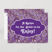 紫と金の花のウェディングシャワー レシピカード | パープル ゴールド フローラル ポストカード (正面/裏面)