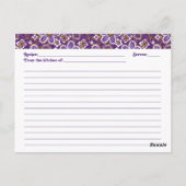 紫と金の花のウェディングシャワー レシピカード | パープル ゴールド フローラル ポストカード (裏面)