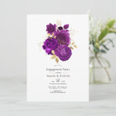 紫と金の花のエンゲージメントパーティー 招待状 (スタンド正面)