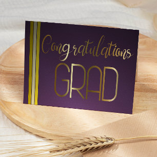 紫と金ゴールドおめでとう卒業 カード