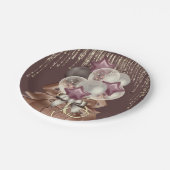 紫と金ゴールドお祝い ペーパープレート (アングル)