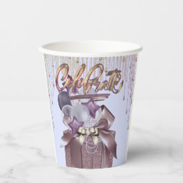 紫と金ゴールドお祝い 紙コップ