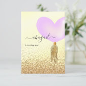 紫と金ゴールドとピンクの誕生日パーティー 招待状 (スタンド正面)