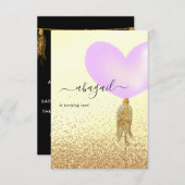 紫と金ゴールドとピンクの誕生日パーティー 招待状 (正面/裏面)