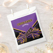 紫と金ゴールドと黒のチアリーダー フェイバーバッグ (クリップ留めされた状態)