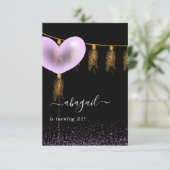 紫と金ゴールドと黒の誕生日パーティー 招待状 (スタンド正面)