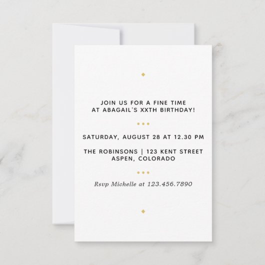 紫と金ゴールドと黒の誕生日パーティー 招待状 (裏面)