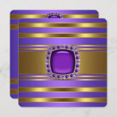 紫と金ゴールドのすべての行事パーティー 招待状 (正面/裏面)