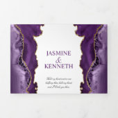 『紫と金ゴールドのアゲ結婚ート』 三つ折り招待状 (カバー)