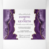 『紫と金ゴールドのアゲ結婚ート』 三つ折り招待状 (内部中)