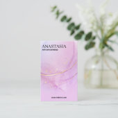 紫と金ゴールドのインクイヤリングカード 名刺 (スタンド正面)