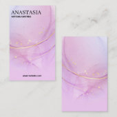 紫と金ゴールドのインクイヤリングカード 名刺 (正面/裏面)