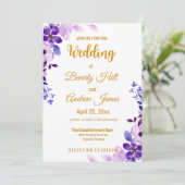 紫と金ゴールドのカスタマイズ可能な春の結婚式 招待状 (スタンド正面)