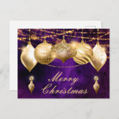 紫と金ゴールドのクリスマスボードブル シーズンポストカード (正面/裏面)