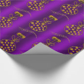 紫と金ゴールドのクリスマスボードブル ラッピングペーパー (角)